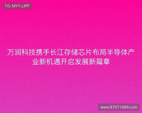 万润科技携手长江存储芯片布局半导体产业新机遇开启发展新篇章 万润科技携手长江存储芯片布局半导体产业新机遇开启发展新篇章